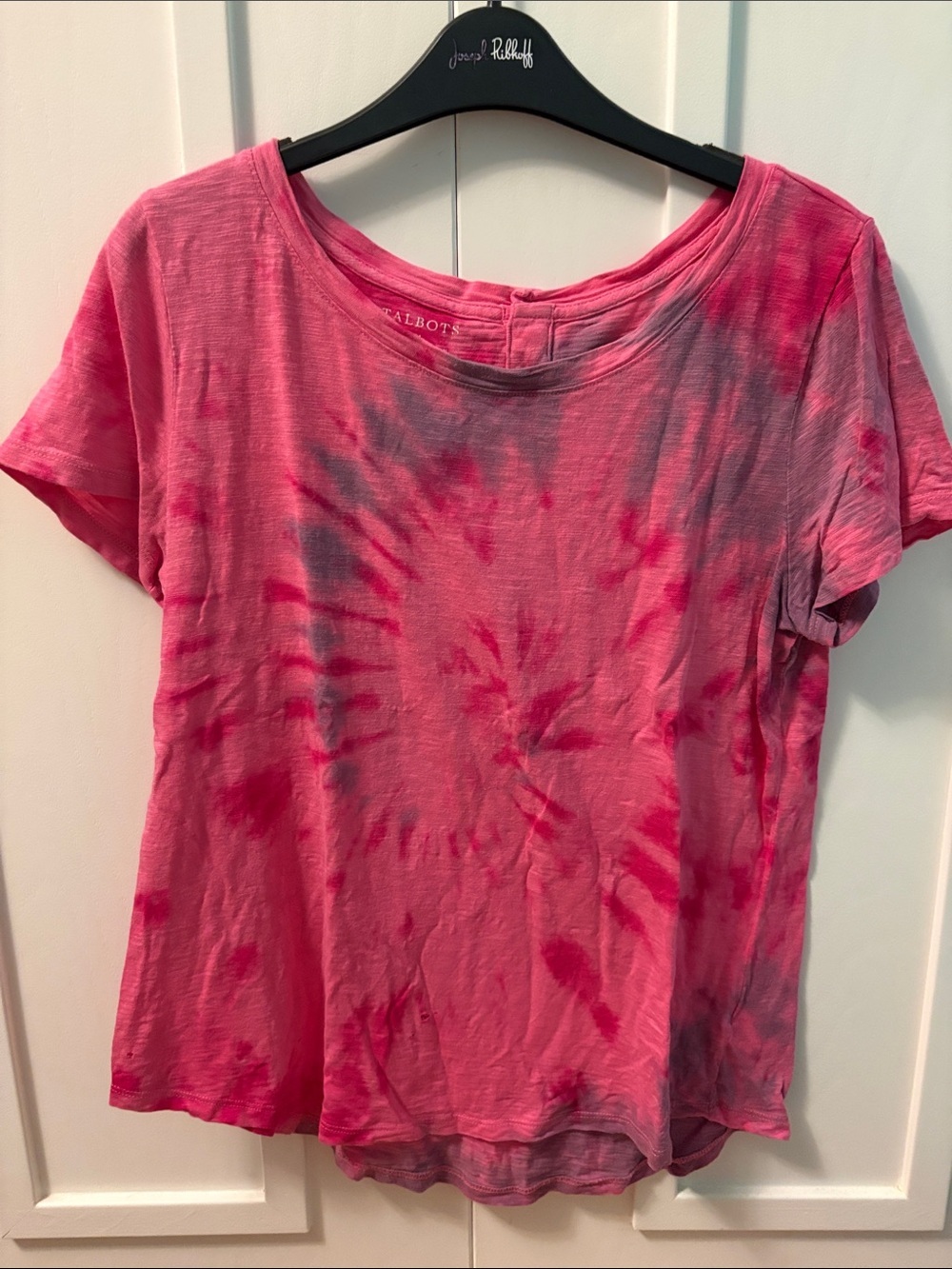 Talbots Pink and Gray Tie-Dye Short Sleeve Tee